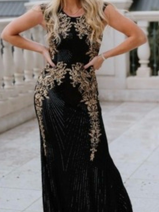 Baltic Born Dresses & Skirts - Baltic Born Black Maxi Dress with Gold Embellishment